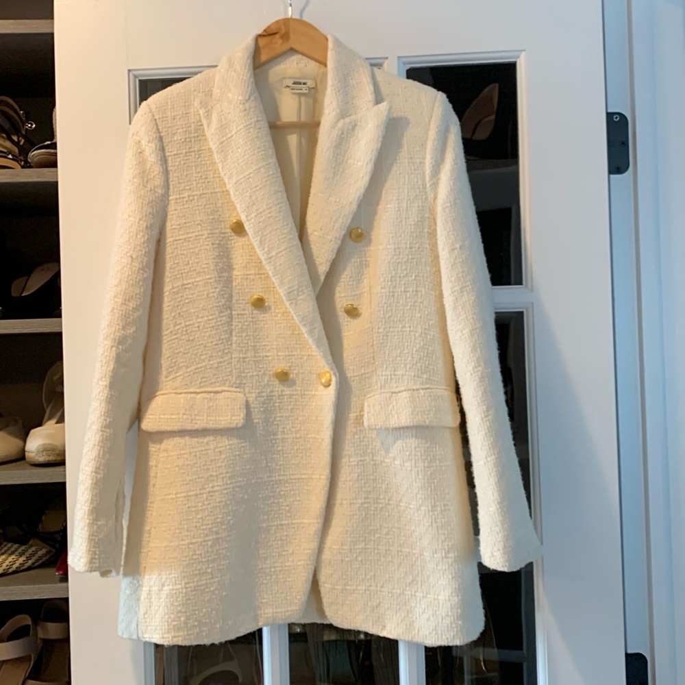 Jason Wu Double Breasted Tweed Cream Blazer XS
